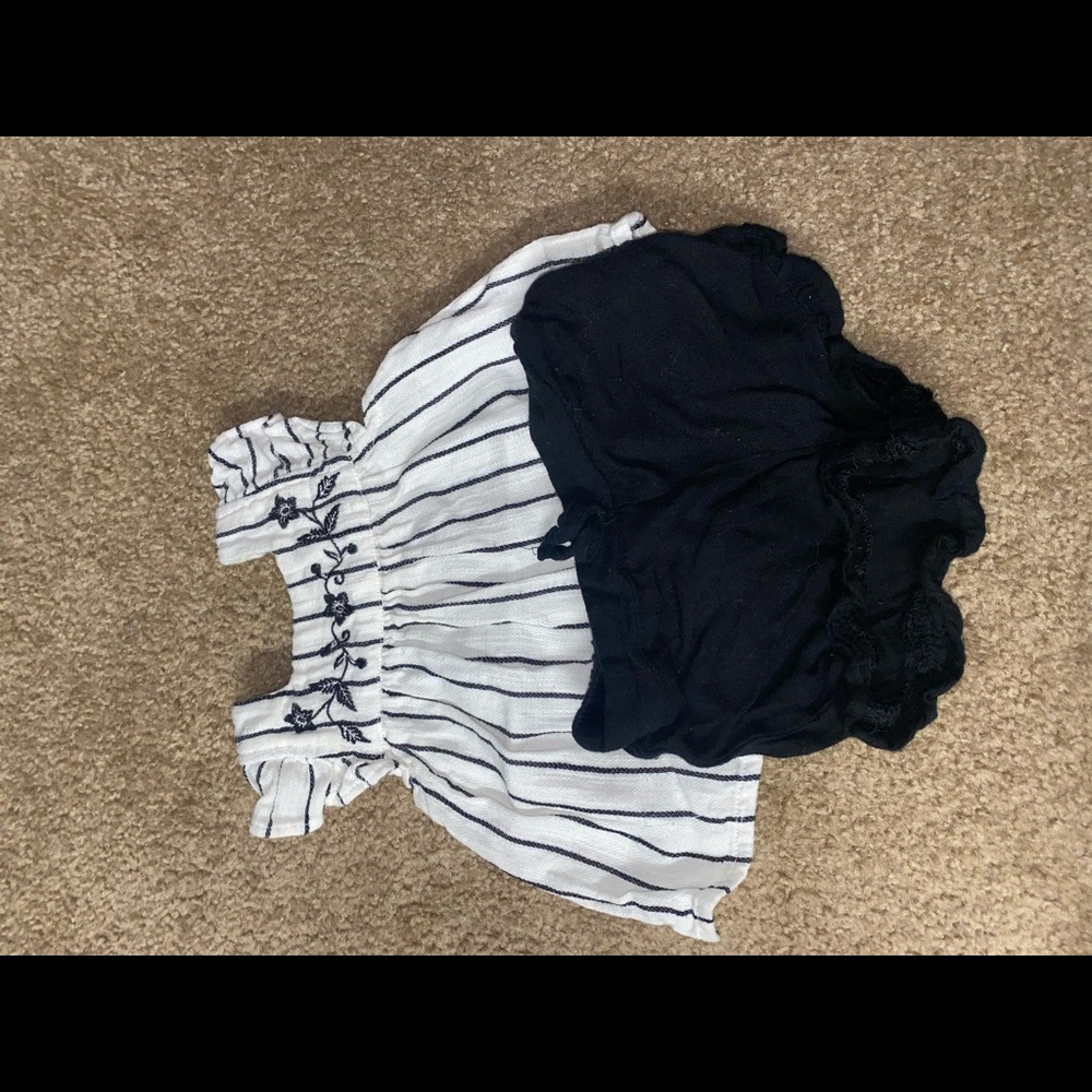 Striped shirt with Black shorts